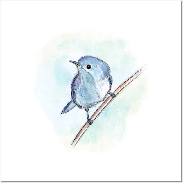 Cute blue bird Wall Art by Artofokan